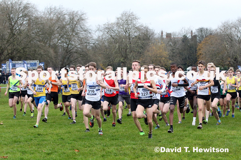 Boys under-15s, 2019 European Cross Country Trials and British Cross Challenge, Sefton Park, Liverpool.  Photo: David T. Hewitson/Sports for All Pics